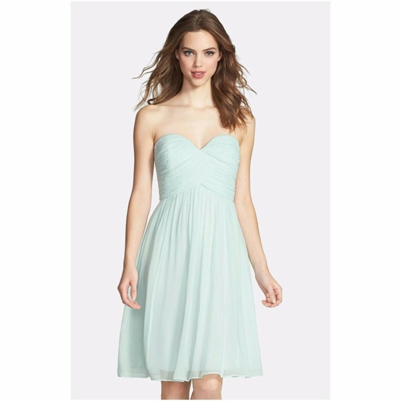 NEW Donna Morgan [sz 14 ] 'Morgan' Strapless Fit Flare Dress in‎ Green Mint #D6 - Picture 2 of 3